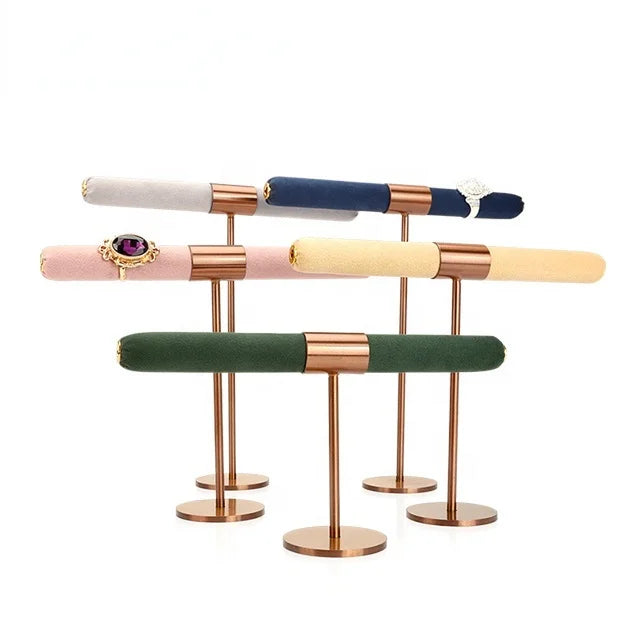 Wholesale Golden Metal Ring Display Stand Props Microfiber Earrings Props Display Design