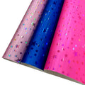 Reflective Laser Star Printed Artificial Synthetic Leather Holographic Sparkle PU Faux Leather Fabric Customizable Pattern
