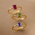 Women jewelry 18k gold PVD plating zircon ring birthstone rings