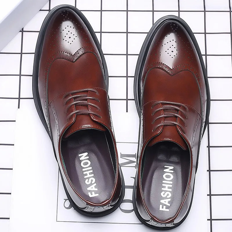 New Arrival Fashion Casual Men PU Leather Dress Shoes Breathable Gentleman Shoes