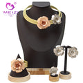 MEIZI JEWELRY Exquisite Gold-Plated Flower Earring Set for Women Pearl Main Stone for Banquet Dating Wedding Gifts