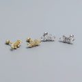 Wholesale Fashion Jewelry 925 Sterling Silver Fan-shaped square Stone Gold Plated Stud Earring Jewelry for Women