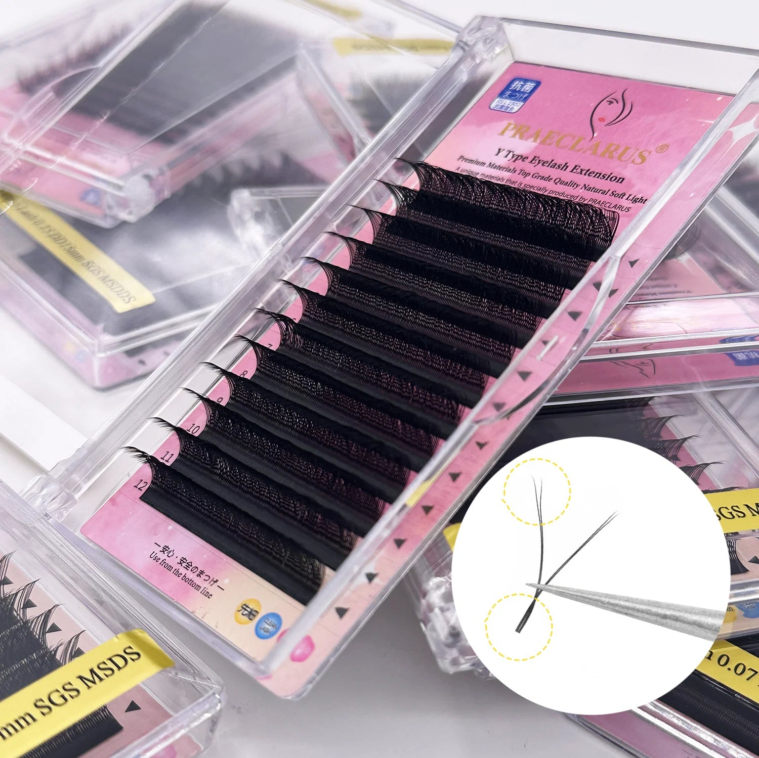 PBT Y Lash Extensions  Lashes YY 100% Hand Made Korean Lash Extensions Premade Fans Mink Black 8d Dd Curl 10 Pcs 12 Lines