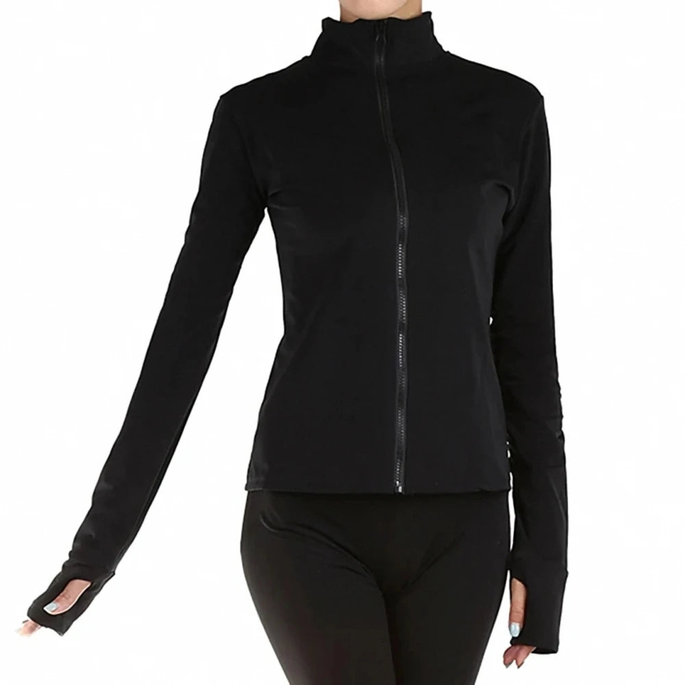 For LIUHUO Professional Women Girls Ice Skating Training Costumes Figure Ice Skating Jackets with Pure Black Stones Performance