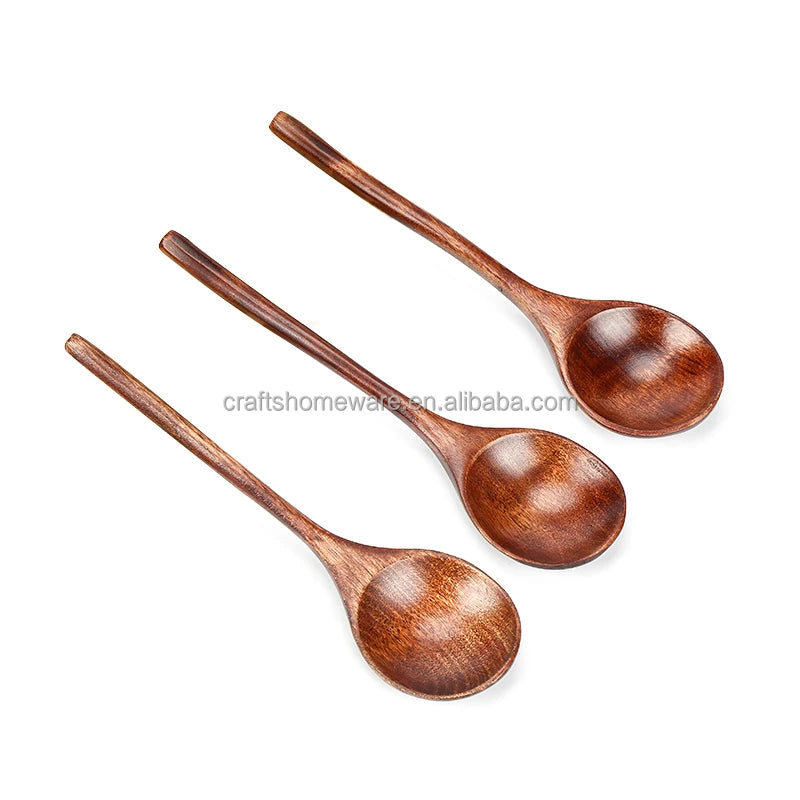 Hot Sale 7.8in Japanese Style Eco-Friendly Wooden Spoon Short Handle 30mL Capacity for Soup Tea Kids' Meals-Camping Home Use