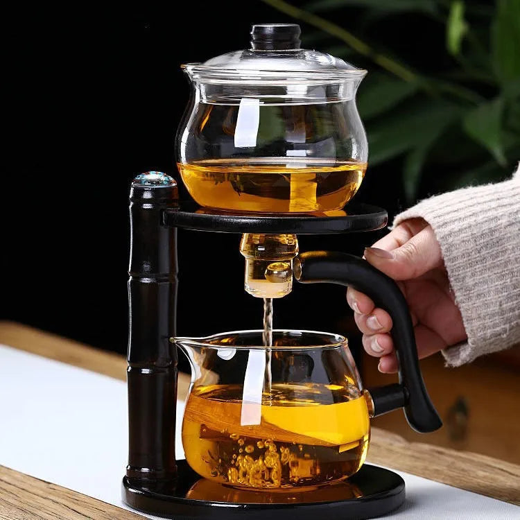 Creative Transparent Heat Resistant Handmade Lazy Semi-Automatic High Borosilicate Glass Teapot Set