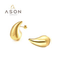 Ason 18K Gold Plated Waterproof Chunky Big Large Ball Hollow Stainless Steel Women Statement Hoop Stud Earring Fashion Jewelry