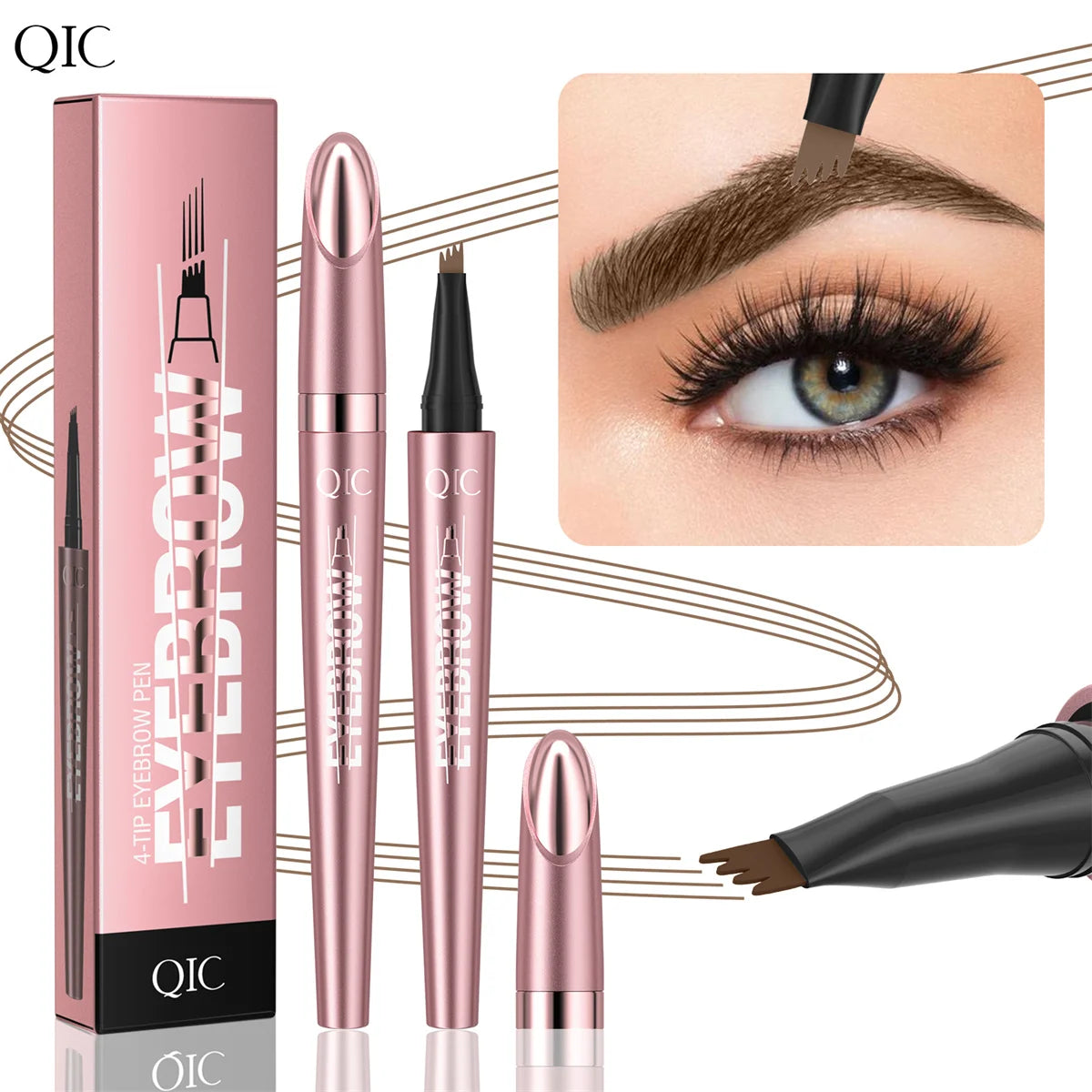 Hot Sell Vegan Four Fork Eyebrow Pen Micro-Fork Tip Waterproof Long-lasting Eyebrow Pencil for All Skin Types