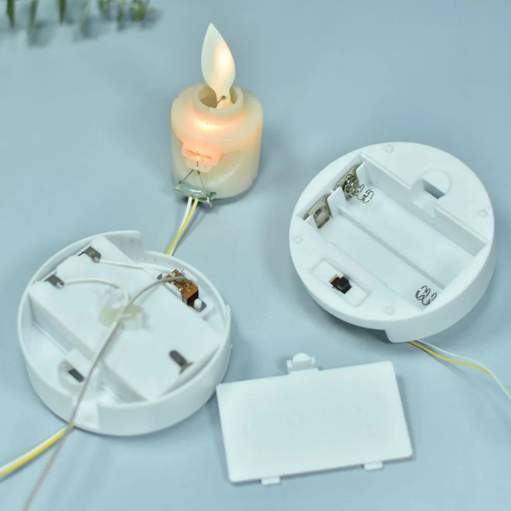DIY Led Candle Light Moving Wick Light Source With AA Battery Case Plastic Switch Cover Wax Candles Lighting Accessories