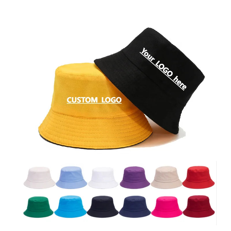 Solid Blank Cotton Print Bulk Customize Embroidered Reversible Fisherman Hat Cap Custom Logo Bucket Hat for Women Men