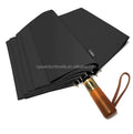 Folding Umbrella with Wooden Handle Foldable Automatic Umbrella with logo Printing