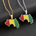 18K Gold Plated Guinean Charm Link Chain Necklaces Stainless Steel Enameled Guinea National Flag Map Pendant Necklace