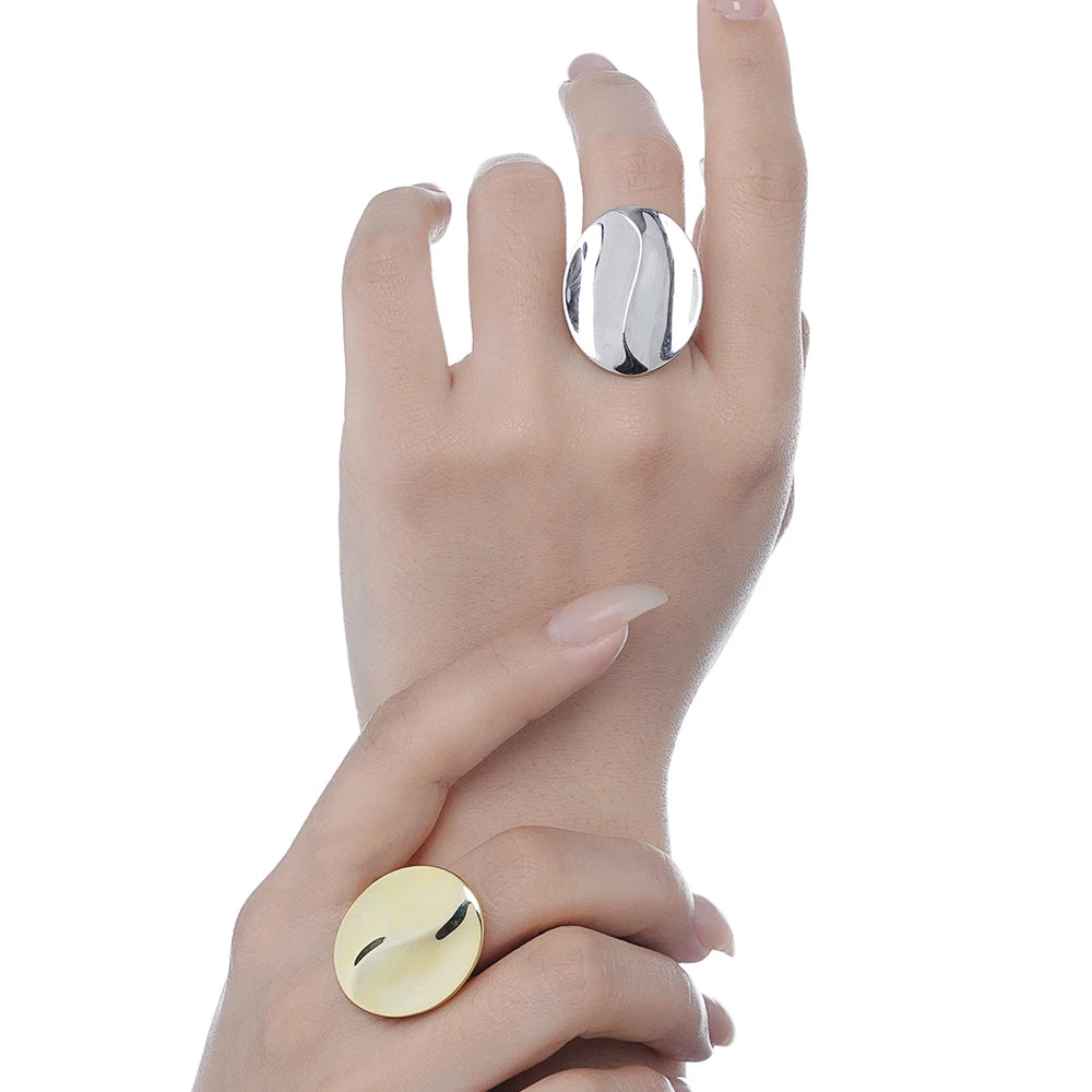 Fine Jewelry Custom Adjustable Rings 925 Sterling Silver Female Anti Fade Minority Geometric Exaggeration Ring for Girls