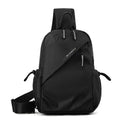 Premium Nylon Waterproof USB Bottle Pocket Hiking Double Side Black Outdoor Sports Cross Chest Bag for Men