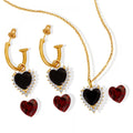 High Quality Zircon Heart Earring Jewelry Set Bling Crystal Heart Necklace Earring Jewelry Set