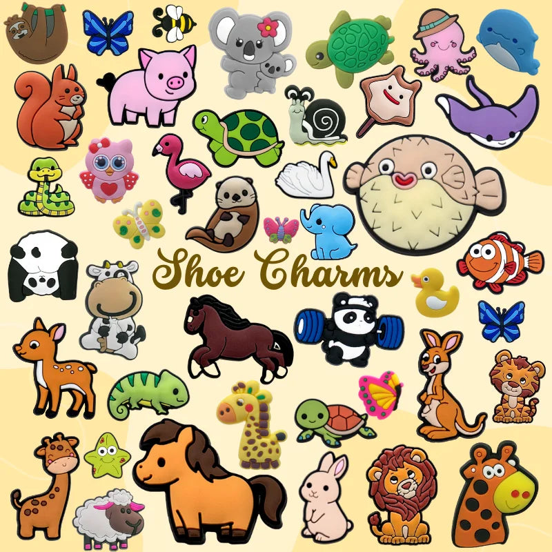Popular Designer Custom Lovely PVC Silicone Clog Zoo Accessories Horse Deer Squirrel Woodland Animal Shoe Charms Buckles Bulk