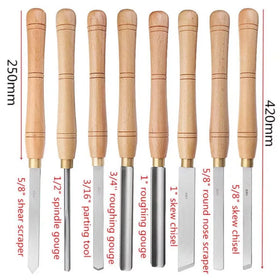 Wood Turning Chisel 8pc Lathe Chisel Turning Tool Engraving Drill Bit With Wood Handle Woodworking Carving Knife Tools