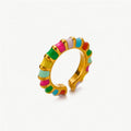 2025 Fashion Colorful Ring Jewelry Women Adjustable Stainless Steel Drip Glazed Enamel Paint Rings