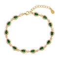 Wholesale Fashion 925 Sterling Silver Light Luxury Water Drop Shape Emerald Zircon Gold Plated Bracelet Jewelry for Women Girls