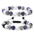 Men's Trendy Agate Gemstone Beaded Bracelet Natural Jewelry for Anxiety Stress Relief Sodalite Howlite Gray Jasper Healing Beads
