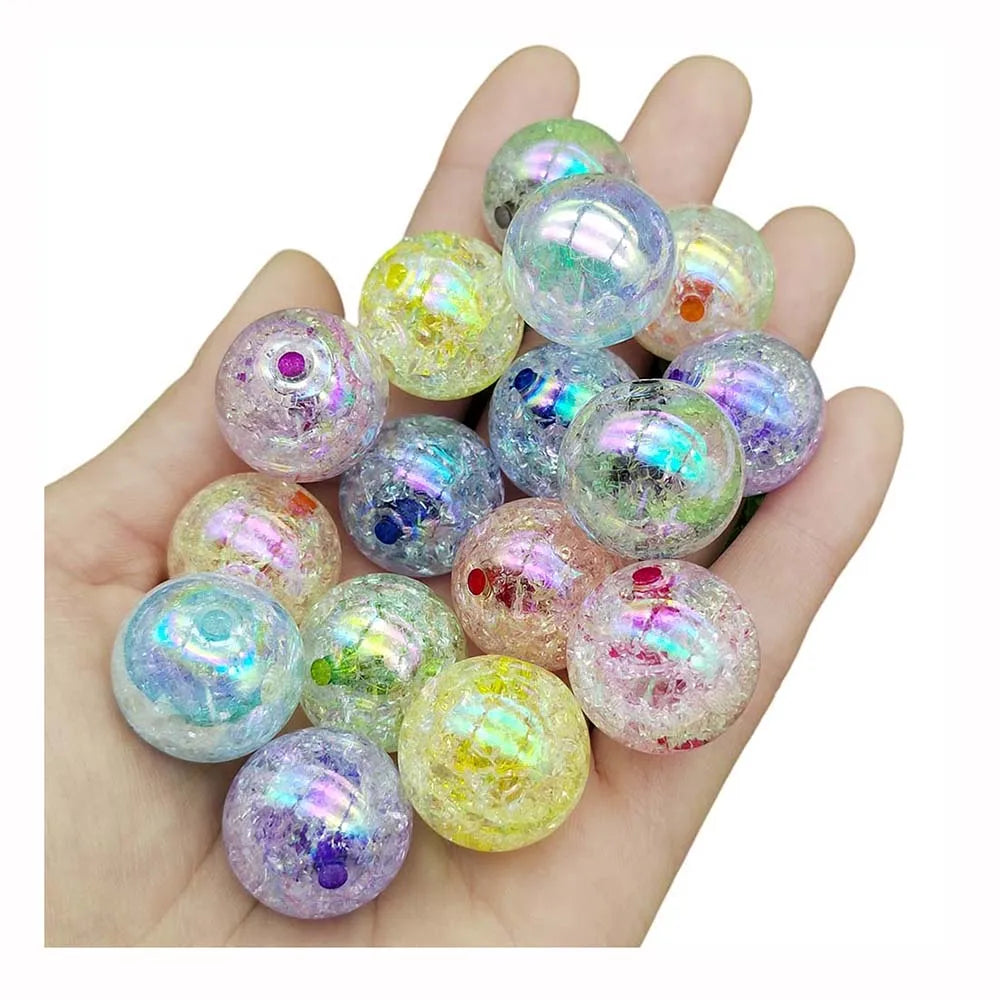 20mm Mixed AB Transparent Crackle Round Beads Acrylic Spacer Ball Beads for Jewelry Making