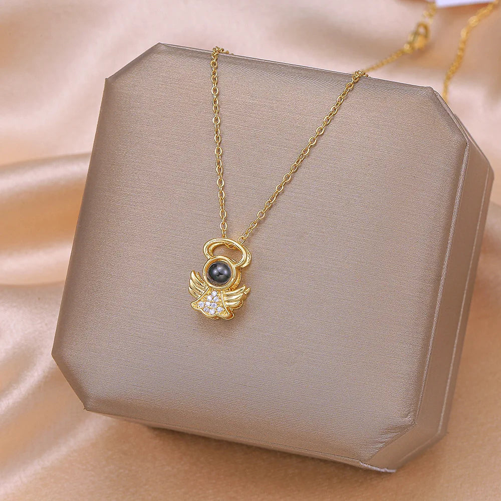 Fashion Angel 520 Necklace 100 I love You Language Pendant Necklace Fashion Jewelry for Women