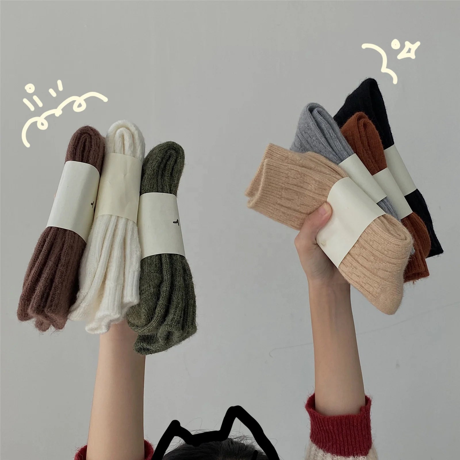 Wholesale Winter Solid Vintage Warm Cable Knit Mid Calf Socks Women Thick Wool Crew Socks