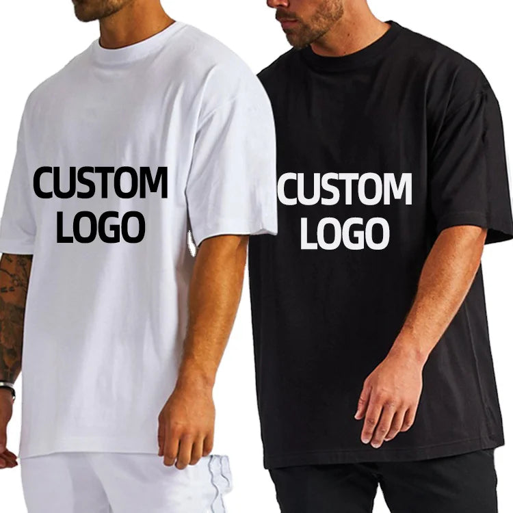OEM Custom High Quality 100% Heavy Cotton Street T-shirt Oversized Dropped Shoulder Neck Digital Print Embroidery Knitted Fabric