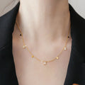 Women Bohemian Trending Stainless Steel 18k Gold Plated Geometric Zircon Charm Pendants Women Choker Necklace Jewelry