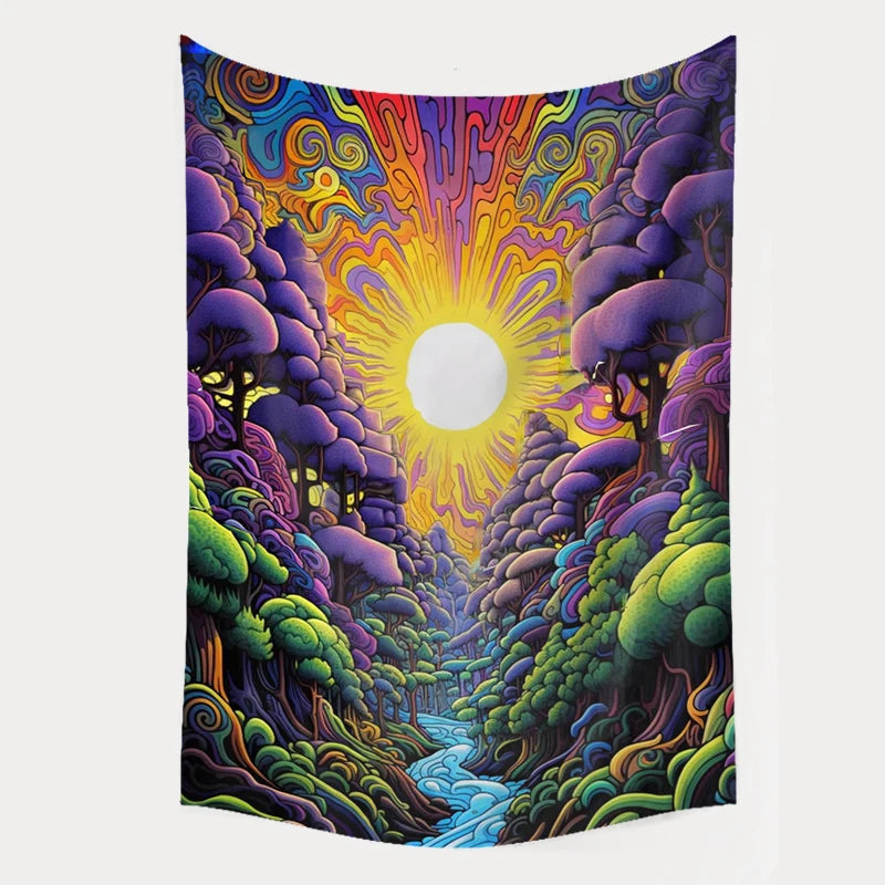 Custom Abstract Art Tapestry Woven Wall Hangings in Different Designs for Home Decoration Printed Pattern
