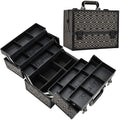 Professional Makeup Case with 6 Tier Trays Large Train Makeup Box for Portable Jewelry Storage Shoulder Strap