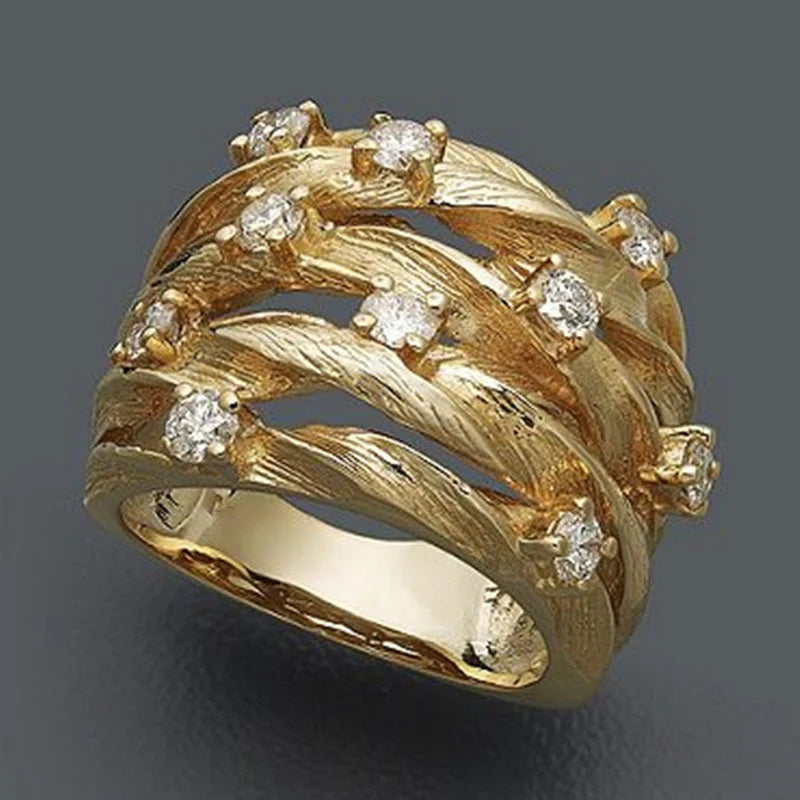 CAOSHI 2025 New Trendy Silver Gold Color Big Woman Ring Jewelry Cubic Zirconia Wedding Bridal Personalized Finger Party Rings CZ
