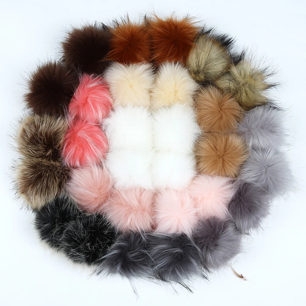 10cm Natural Fur Pompoms Balls Jewelry Accessories Faux Fox Fur Pompom for Shoes Bags