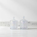 Wholesale 10oz 300ml Luxury Glass Candle Jar Empty Geo Cut Iridescent with Lid for Wedding Decorations