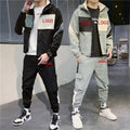 Men Casual New Custom Logo Splice Track Suit Zipper Hoodies Pants Men Joggers Suits Set Sportswear Sweat Suits Men Clothing