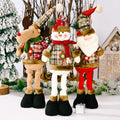 Christmas Gnome Ornament Plush Santa Claus and Snowman Dolls with Extendable Leg Retractable for Holiday Decorations