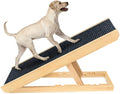 Adjustable Wooden Pet Dog Ramp Comfortable Folding Non-Slip Carpet Surface Foldable Climbing Ladder for Car Bed Pet Carriers