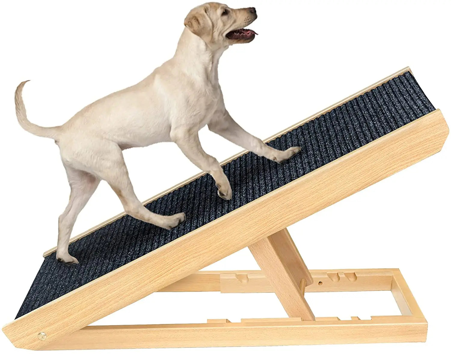 Adjustable Wooden Pet Dog Ramp Comfortable Folding Non-Slip Carpet Surface Foldable Climbing Ladder for Car Bed Pet Carriers