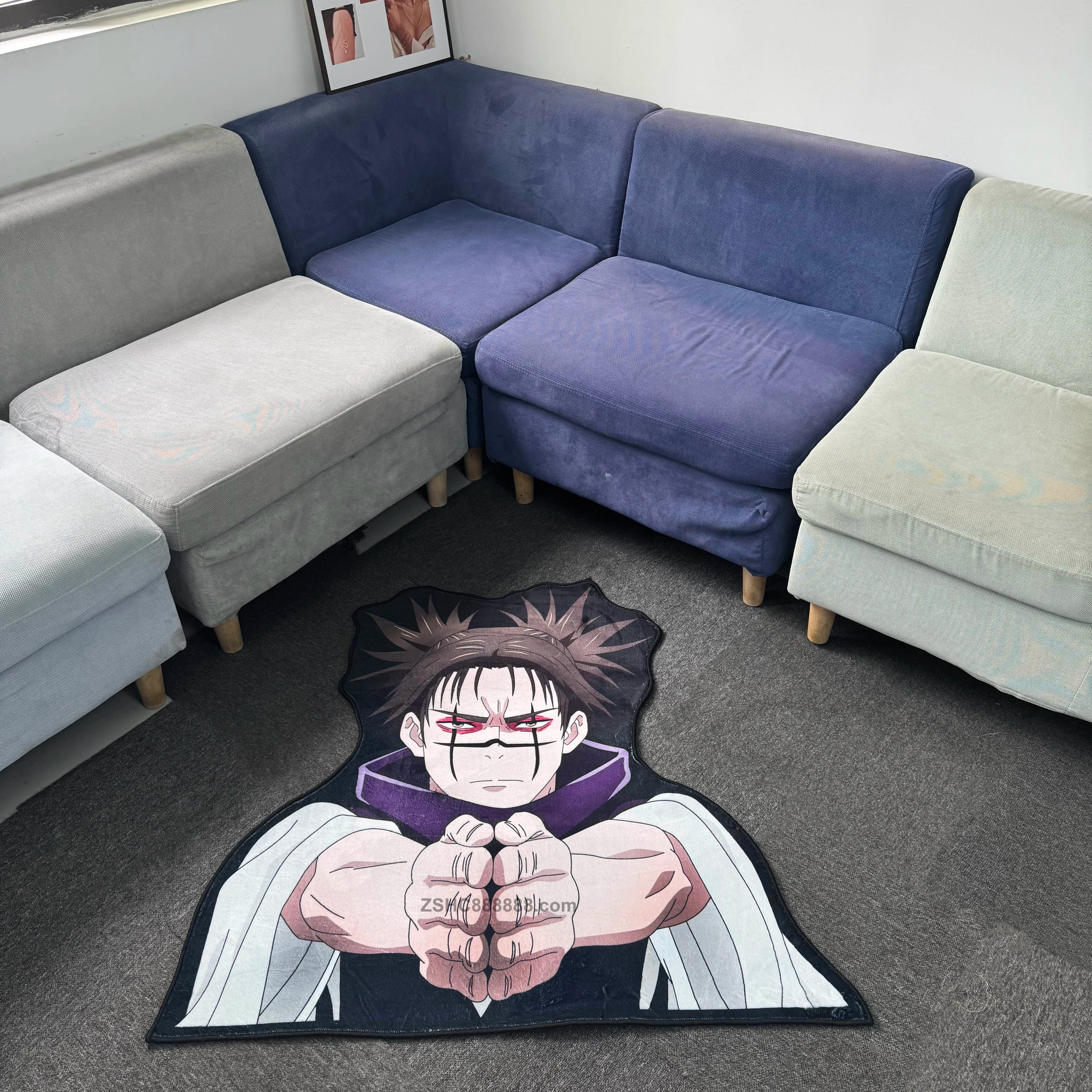 High Quality Custom Jujutsu Kaisen Anime Carpet for Living Room Big Size Die Cut Area Tufted Fluffy Cartoon Rug Bedside