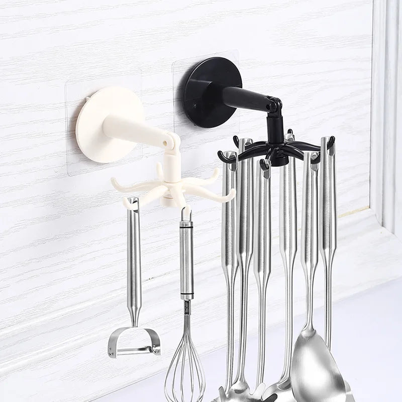 Kitchenware Hook Rotatable Multi-functional Storage ABS Material Plastic Wall Hook Adhesive Wall Hook Home and Kitchen Gadgets