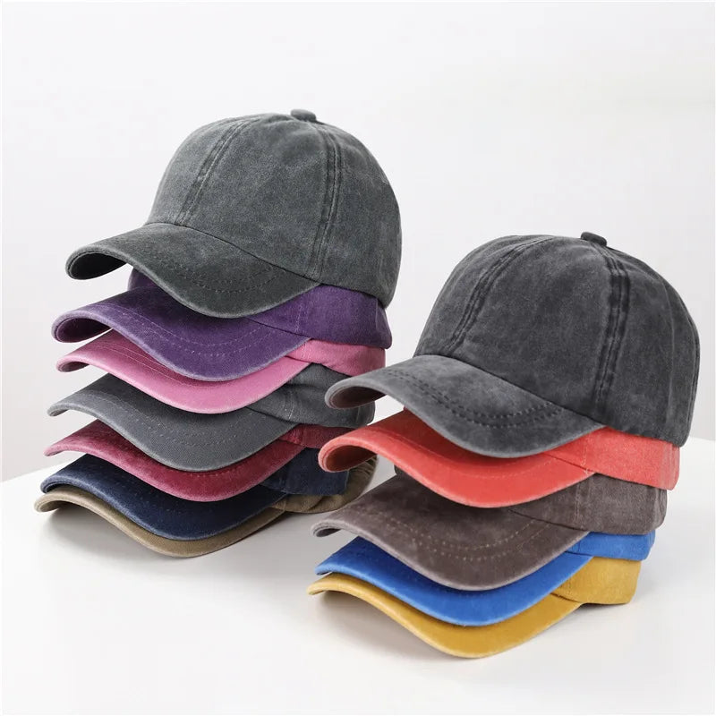 Custom Vintage Retro 6 Panel Distressed Stone Washed Cotton Chino Blank Child Toddler Boy Baseball Fitted Dad Hat Cap for Kids