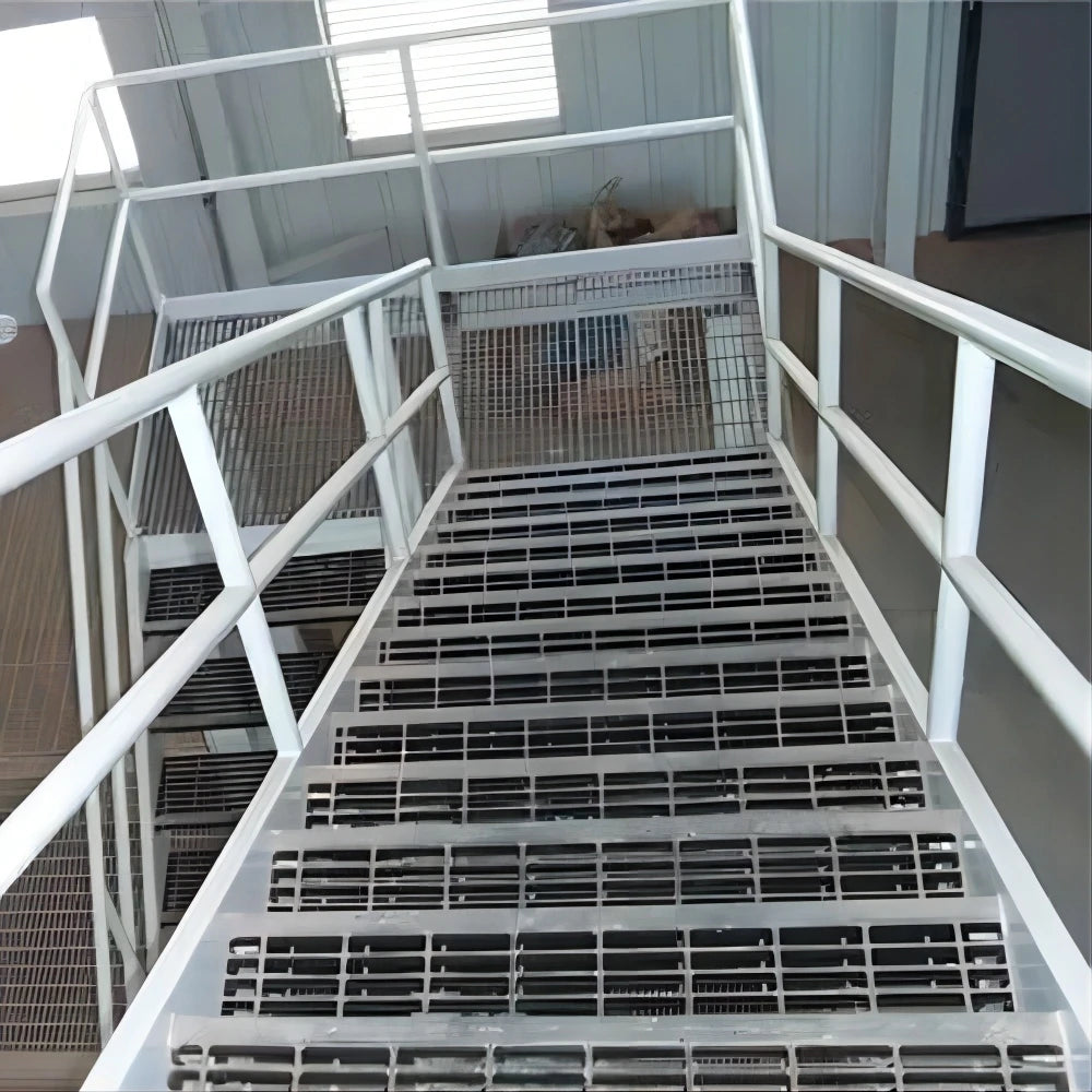 Industrial Steel Stair Treads for Step Ladders Steel Grating Galvanized Stairs Outdoor Customized Colors 2-Year Warranty