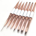 Custom White Nail Art Liner Brush 7pcs/set Extra Long Liner Brush for Nail French Tip  Dual-end Nylon Hair Ombre Oval Nail Brush