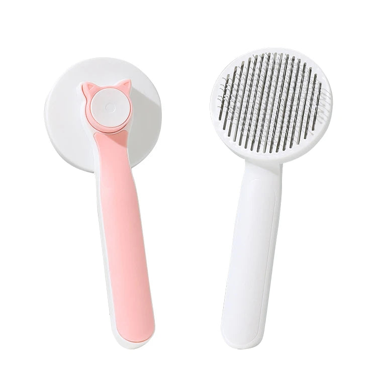 Blue Pink Grey 3 Color Stainless Steel Safe Portable Pet Grooming Slicker Brush for Cats Dogs with Self Cleaning Deshedding