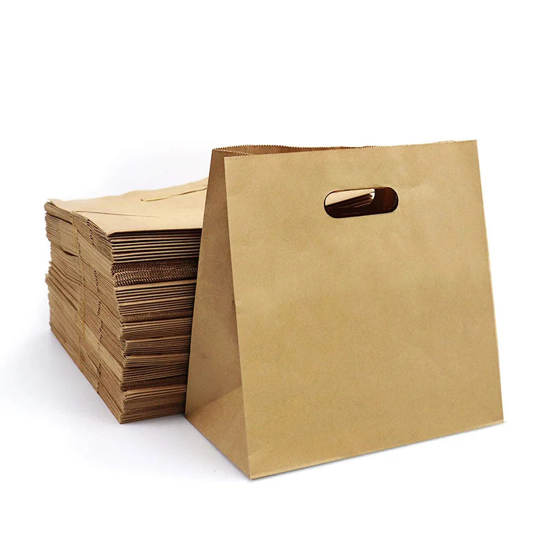 Multi Size Brown Kraft Paper Bags Food Packaging Eco Friendly Package Grocery Shopping Bag with Die Cut Handle Bulk