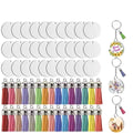 30 Pcs Sublimation Blanks Keychain Set DIY Circle Heat Transfer Double-Side Printed Sublimation MDF Keychain