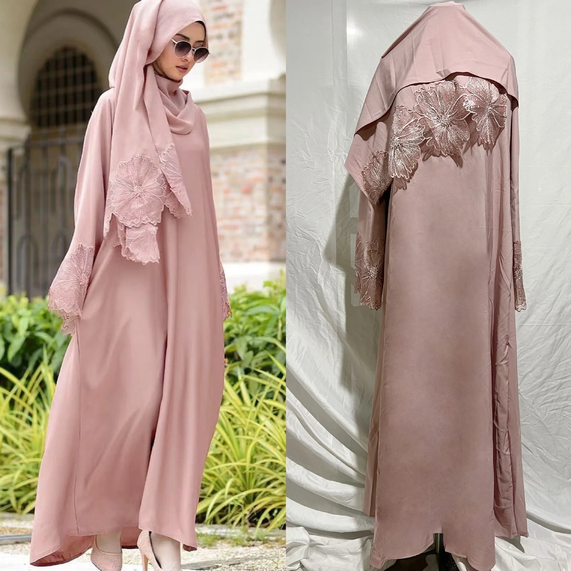 M189 Chiffon Khimar Khimar Dubai Women Maxi Long Abaya Muslim Dress Hijab Khimar Abaya 2 Piece
