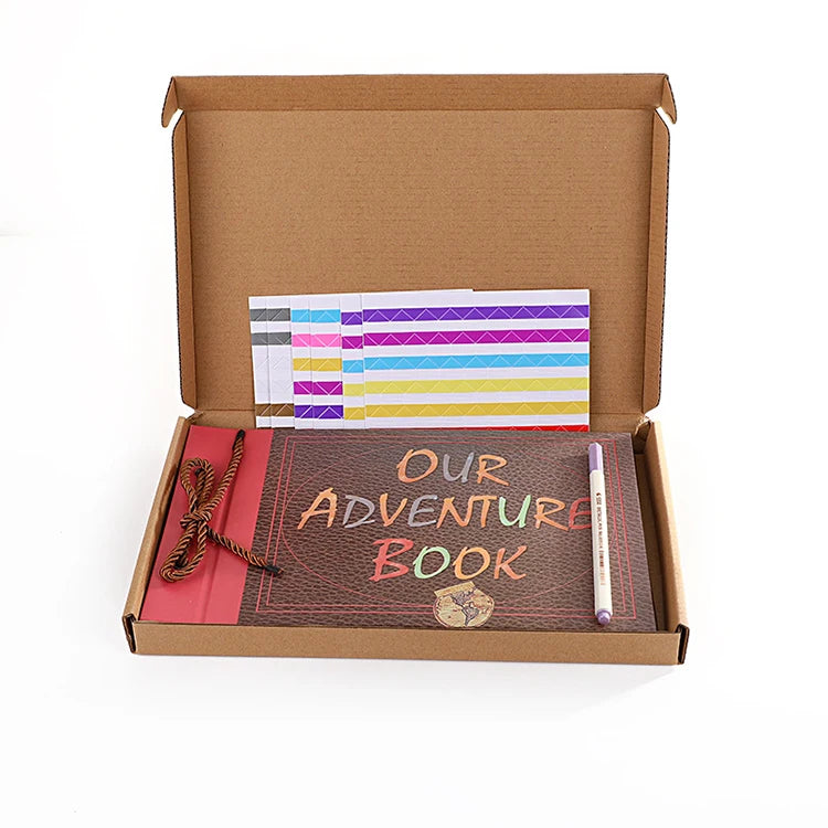 Handmade DIY Album Paste Vintage Tether Album Our Adventure Book Movie up Travel Family 30 Page Scrapbook Photo Album