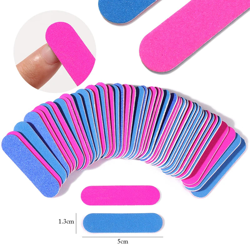 100PCS Wholesale Mini Nail File with Double Sided Wood Chips Cute Disposable 100/180 Nail File