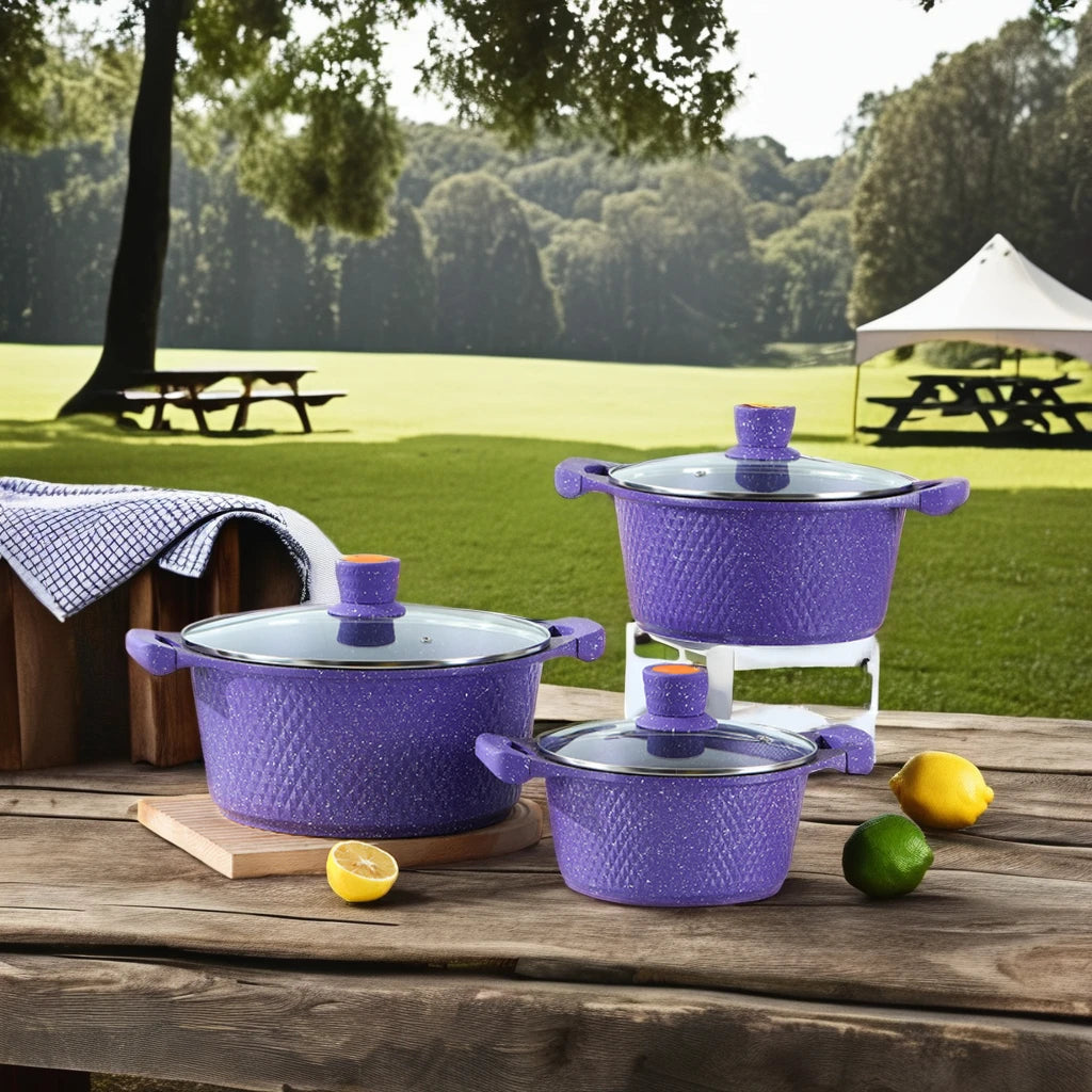 10-Piece Ceramic Glass Set Aluminum Alloy Pot Open Flame Stove Special Flat Bottomed Soup Pot Frying Pan Milk Pot Daily Cooking